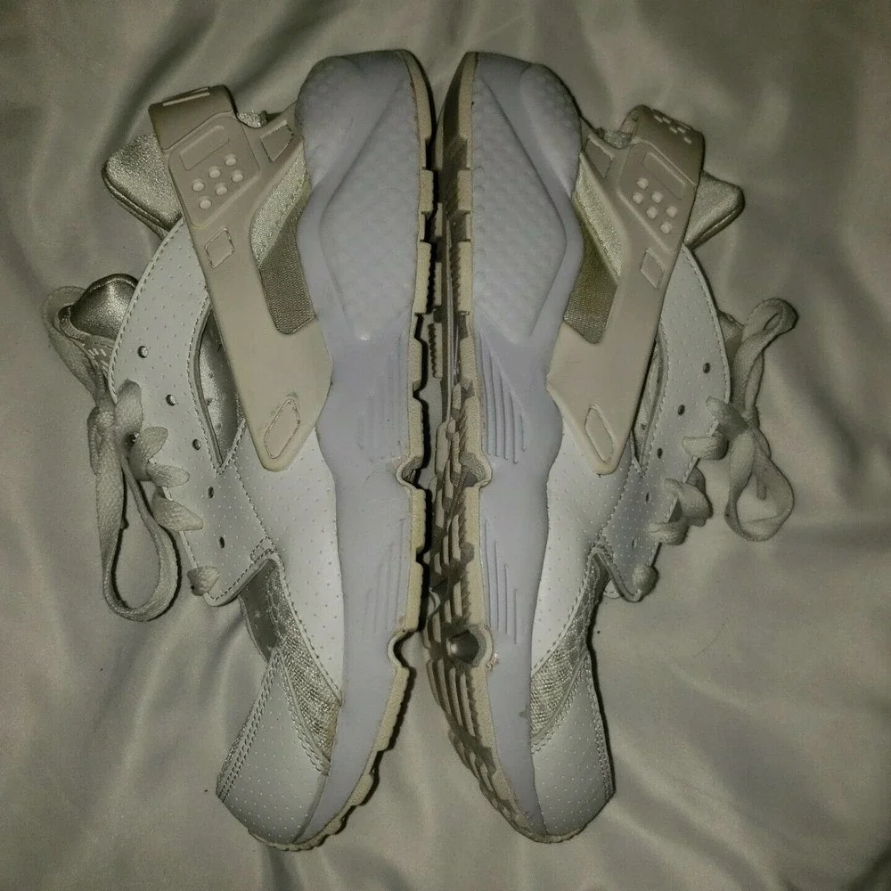 Nike Mens 318429 111 Air Huarache Lace Up Low Top White Sneaker Shoes Size 8‎